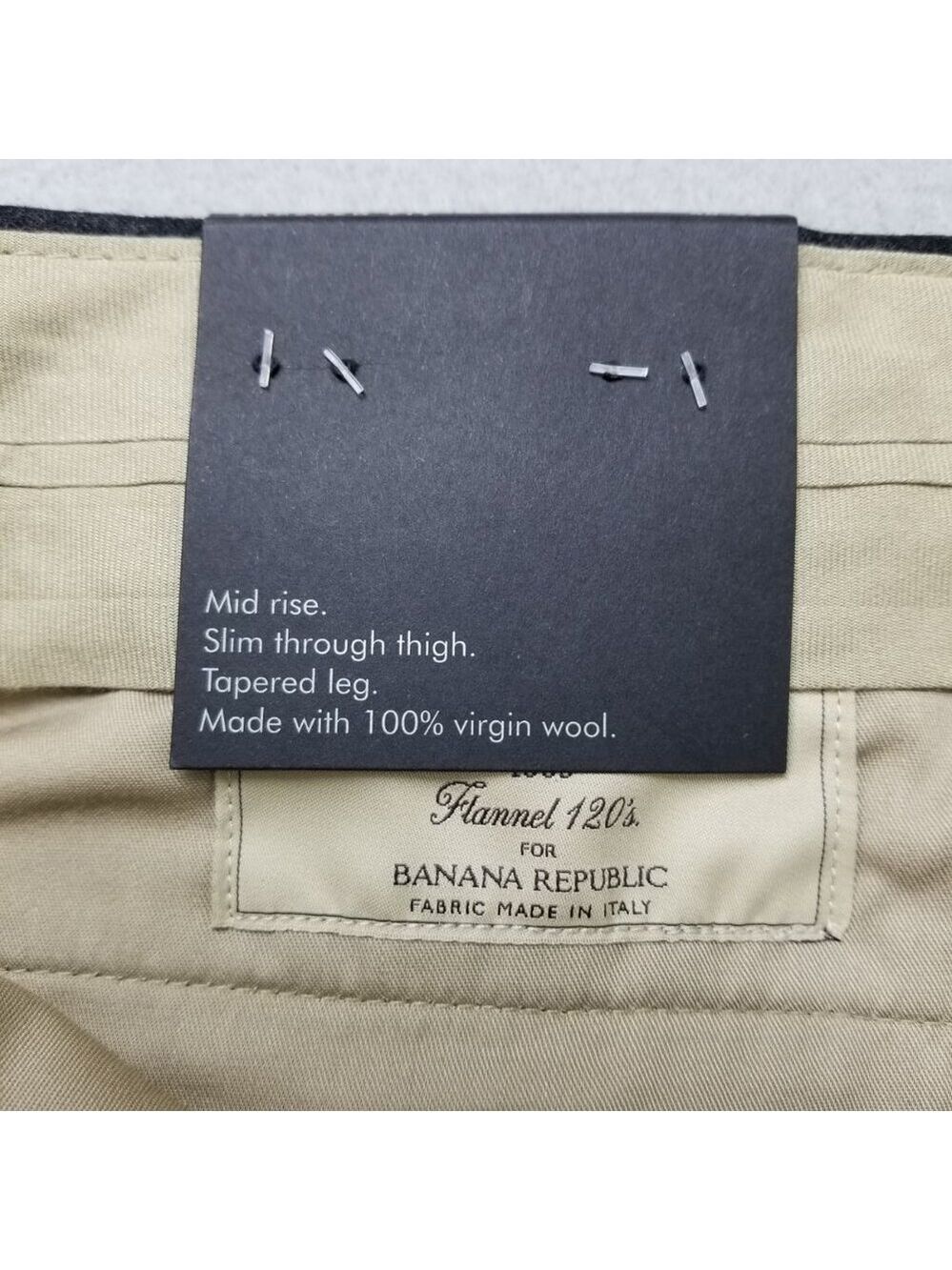 Banana Republic Pants Mens Gray Tapered Soft Virgin Wool Vitale Flannel 120's - Picture 9 of 12